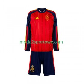 Koszulka Hiszpania Dziecięcy Domowe Stroje Piłkarskie World Cup 2026 Długi Rękaw